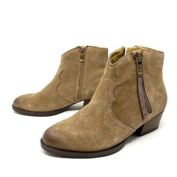 Bussola Alameda Silk Suede Fossil Double Zip Ankle Boots - Picture 2 of 7